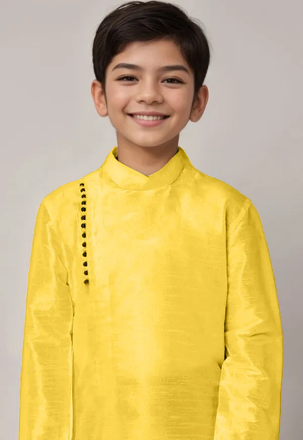 Yellow_Printed_Kurta_With_Dhoti_For_Boy