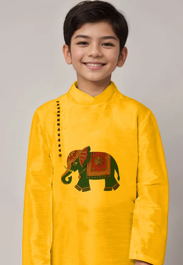 Yellow_Printed_Kurta_With_Dhoti_For_Boy