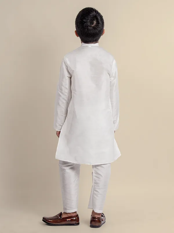White_Printed_Kurta_With_Pyjama_Set_For_Boy