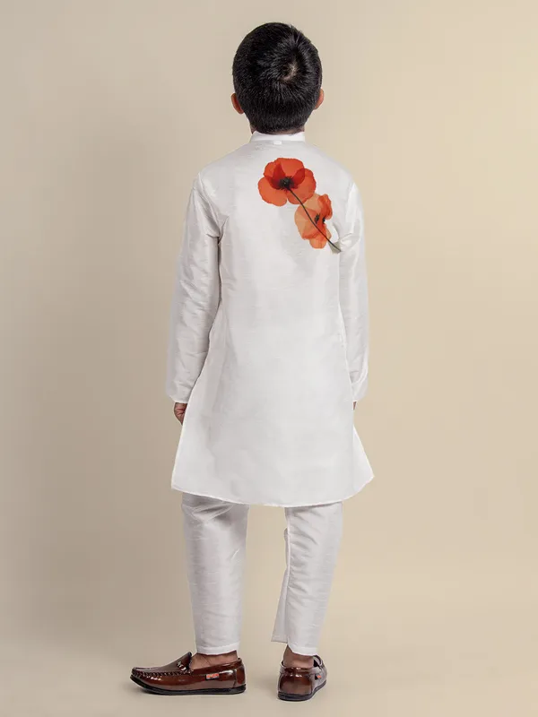 White_Printed_Kurta_With_Pyjama_Set_For_Boy