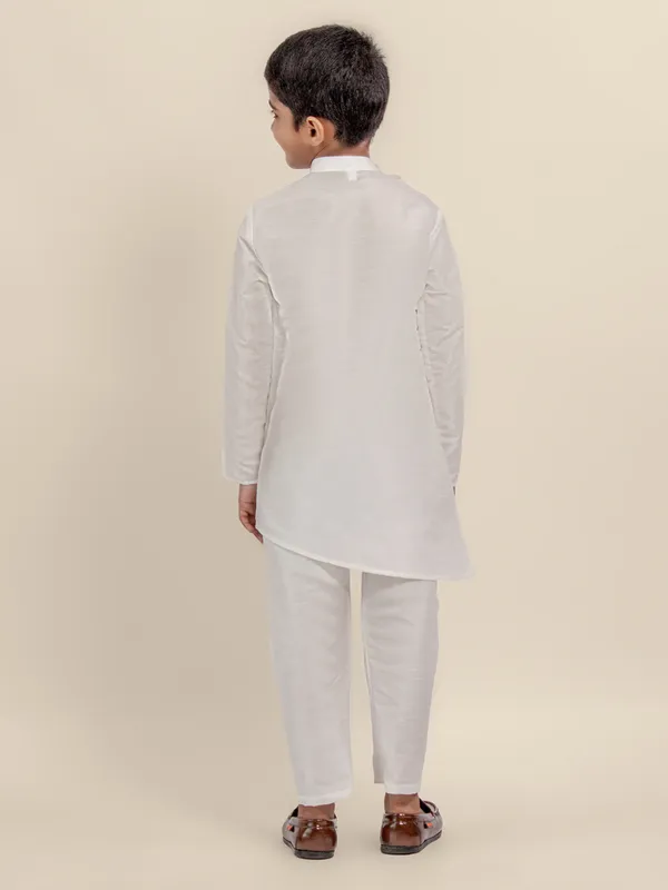White_Printed_Kurta_With_Pyjama_Set_For_Boy