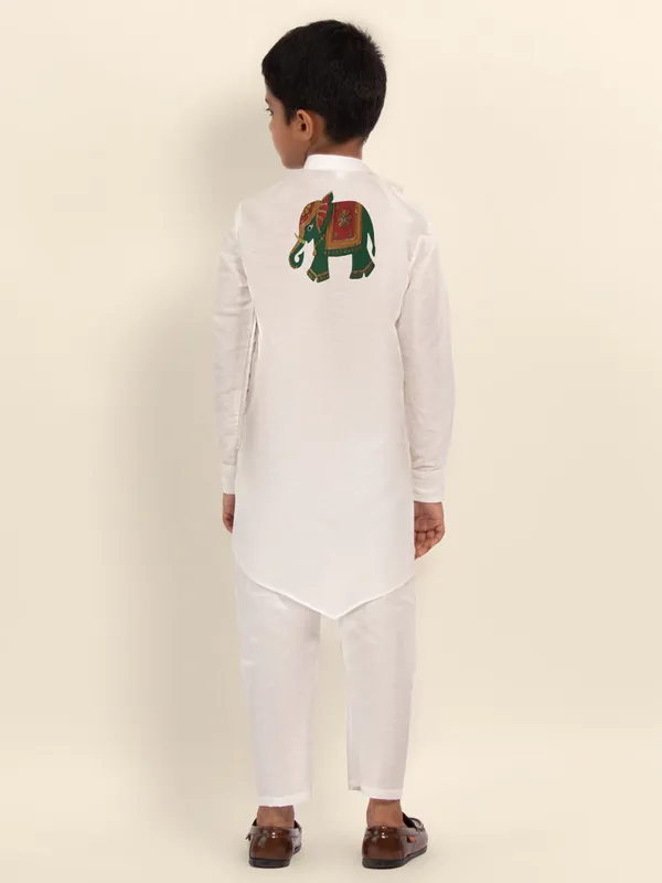 White_Printed_Kurta_With_Pyjama_Set_For_Boy