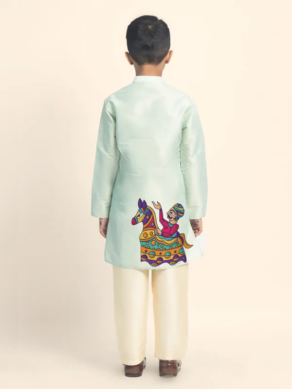 Green_Printed_Kurta_With_Pyjama_Set_For_Boy