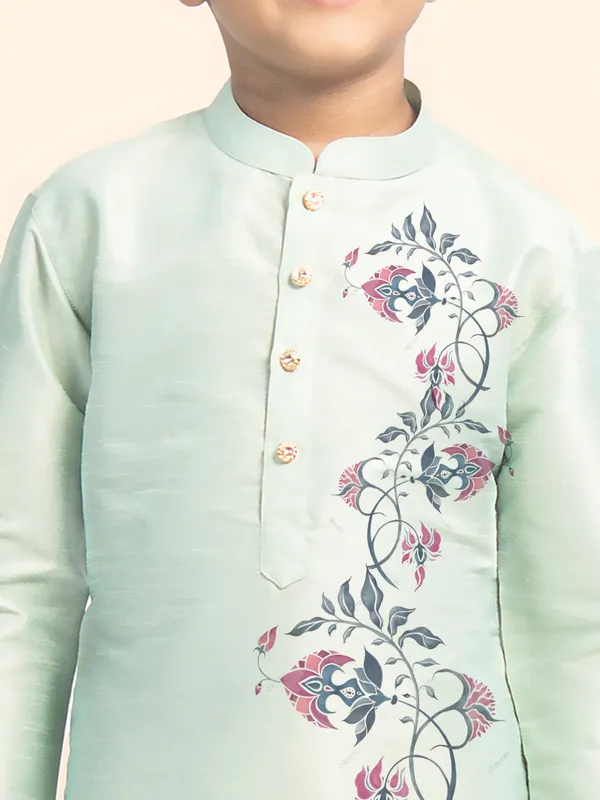 Green_Printed_Kurta_With_Pyjama_Set_For_Boy