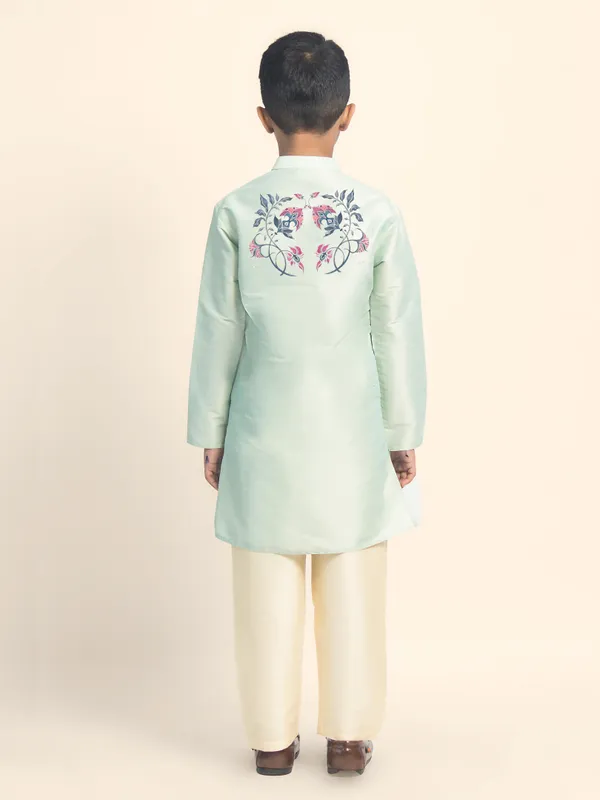 Green_Printed_Kurta_With_Pyjama_Set_For_Boy