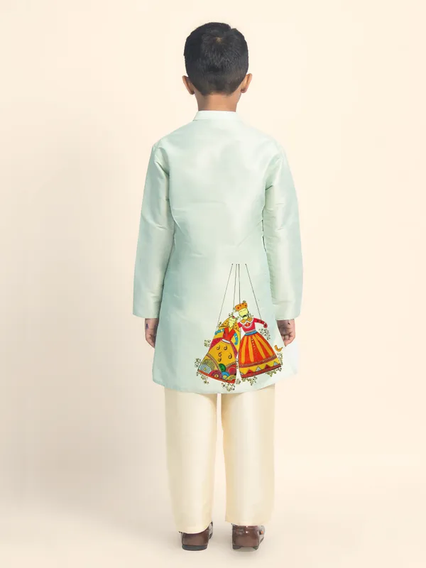 Green_Printed_Kurta_With_Pyjama_Set_For_Boy