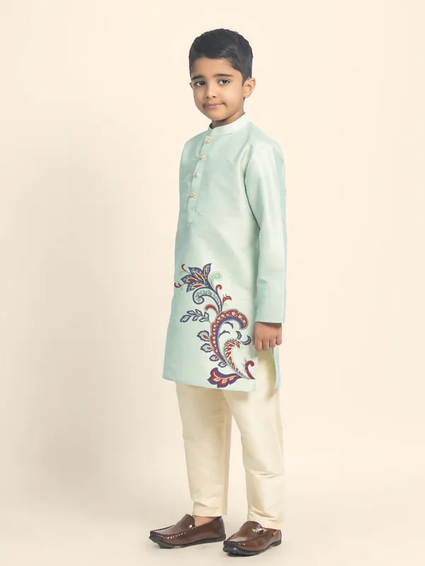 Green_Printed_Kurta_With_Pyjama_Set_For_Boy