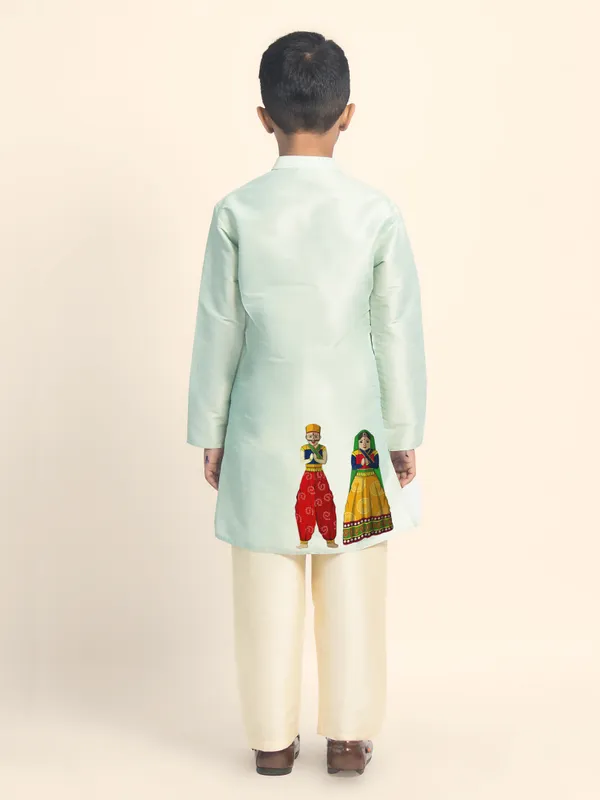 Green_Printed_Kurta_With_Pyjama_Set_For_Boy