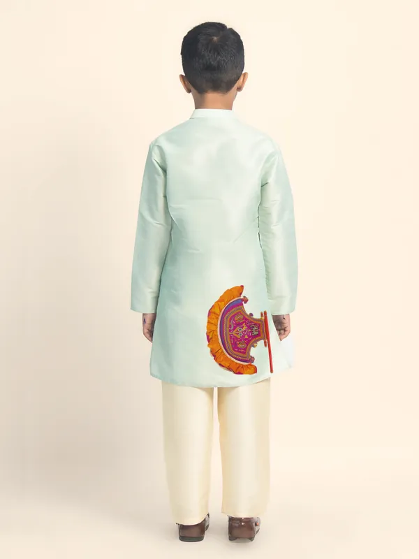Green_Printed_Kurta_With_Pyjama_Set_For_Boy