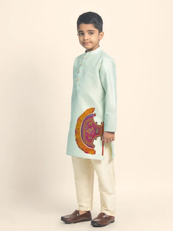 Green_Printed_Kurta_With_Pyjama_Set_For_Boy