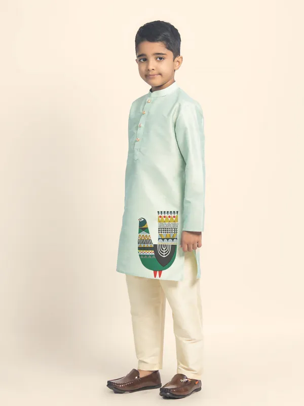 Green_Printed_Kurta_With_Pyjama_Set_For_Boy
