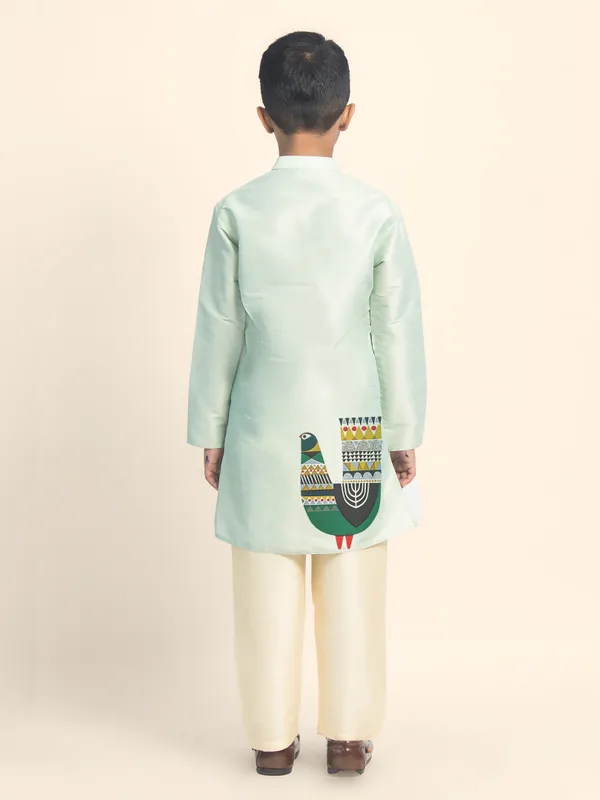 Green_Printed_Kurta_With_Pyjama_Set_For_Boy