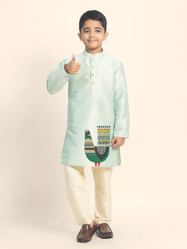 Green_Printed_Kurta_With_Pyjama_Set_For_Boy