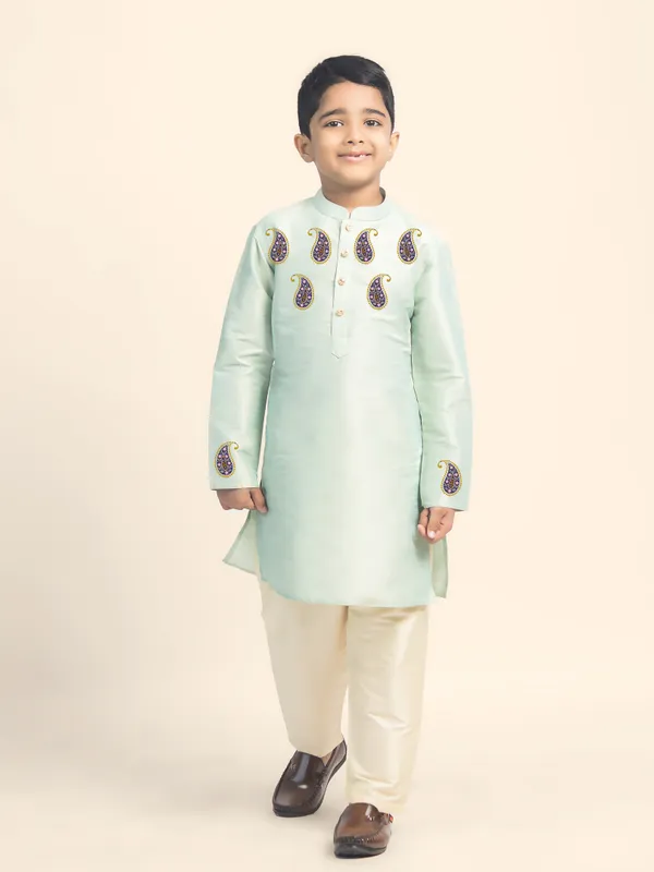 Green_Printed_Kurta_With_Pyjama_Set_For_Boy