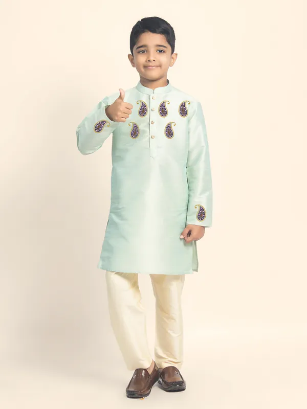 Green_Printed_Kurta_With_Pyjama_Set_For_Boy