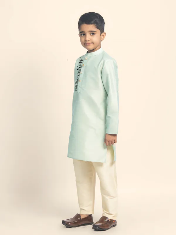 Green_Printed_Kurta_With_Pyjama_Set_For_Boy