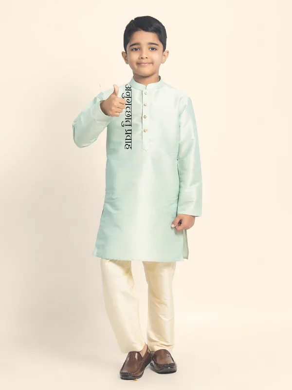 Green_Printed_Kurta_With_Pyjama_Set_For_Boy