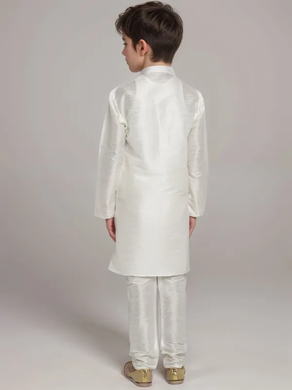 White_Printed_Kurta_With_Pyjama_Set_For_Boy