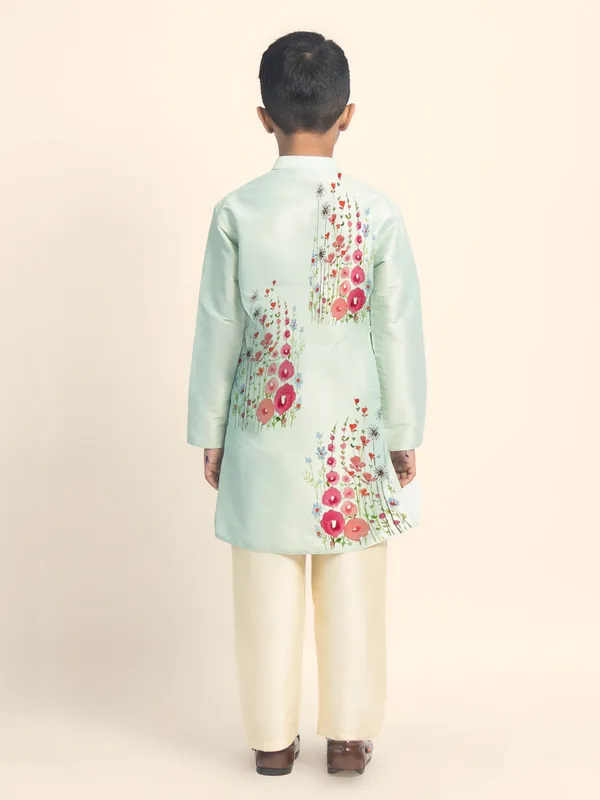 Green_Printed_Kurta_With_Pyjama_Set_For_Boy