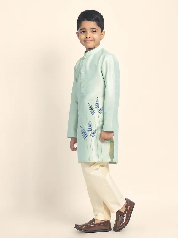 Green_Printed_Kurta_With_Pyjama_Set_For_Boy