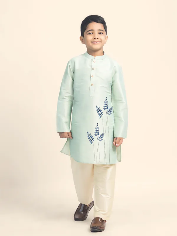 Green_Printed_Kurta_With_Pyjama_Set_For_Boy