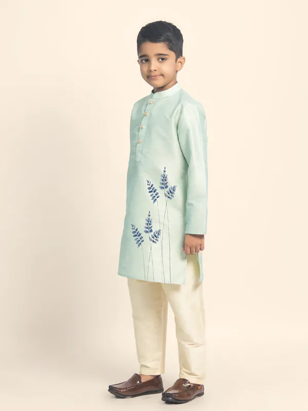 Green_Printed_Kurta_With_Pyjama_Set_For_Boy