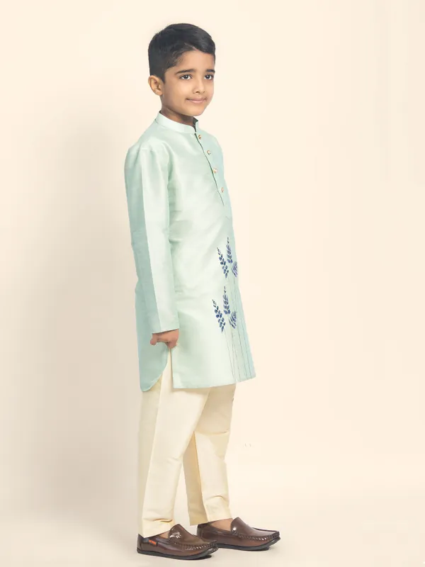 Green_Printed_Kurta_With_Pyjama_Set_For_Boy