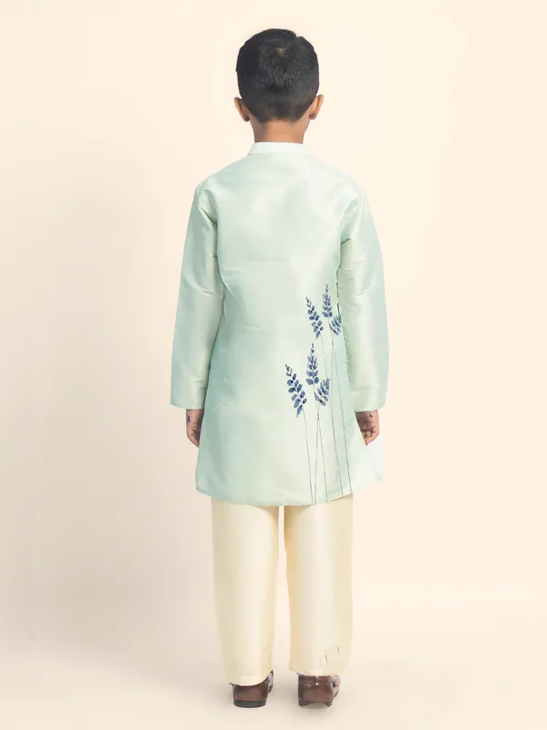 Green_Printed_Kurta_With_Pyjama_Set_For_Boy