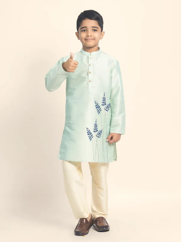 Green_Printed_Kurta_With_Pyjama_Set_For_Boy