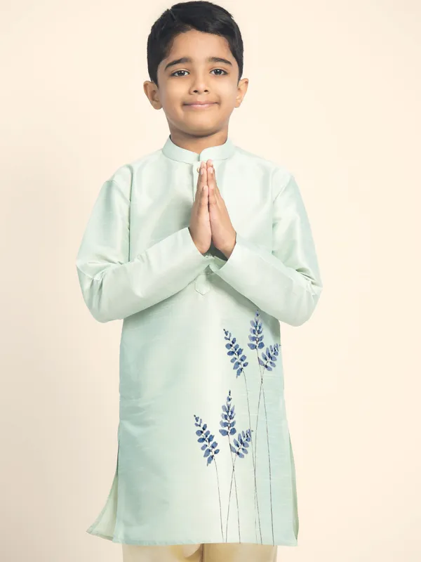 Green_Printed_Kurta_With_Pyjama_Set_For_Boy