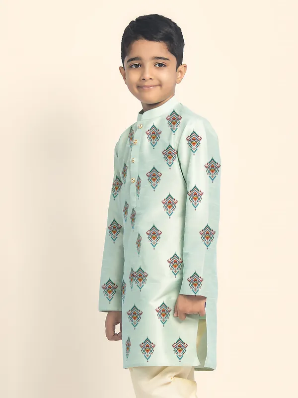 Green_Printed_Kurta_With_Pyjama_Set_For_Boy