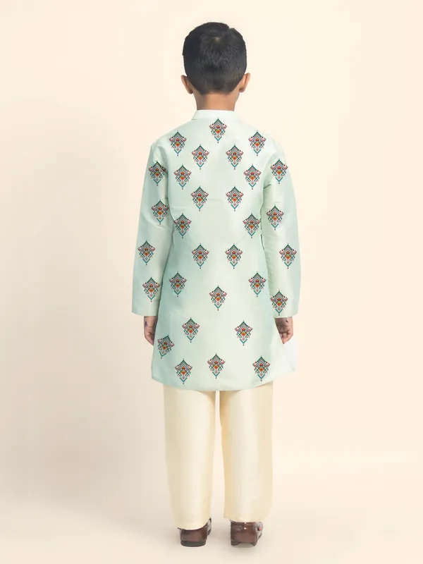 Green_Printed_Kurta_With_Pyjama_Set_For_Boy