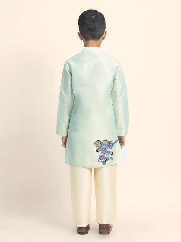 Green_Printed_Kurta_With_Pyjama_Set_For_Boy