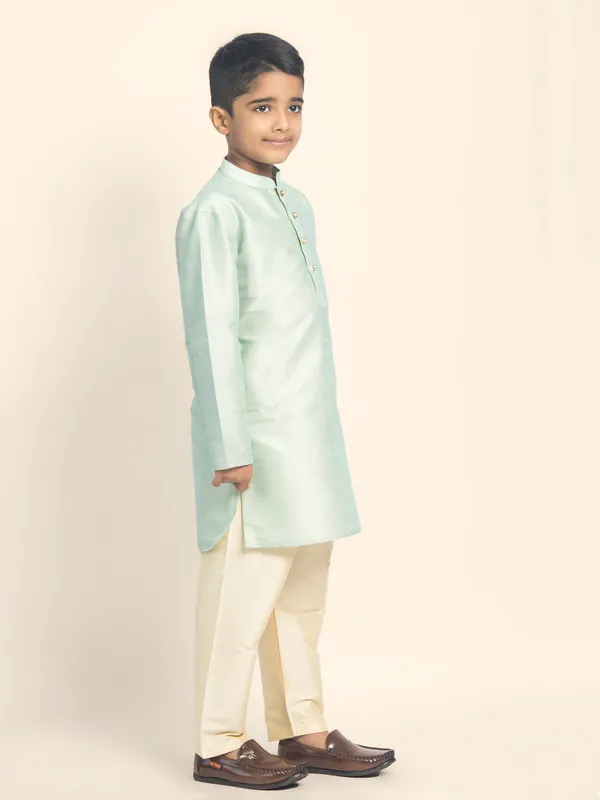 Green_Printed_Kurta_With_Pyjama_Set_For_Boy