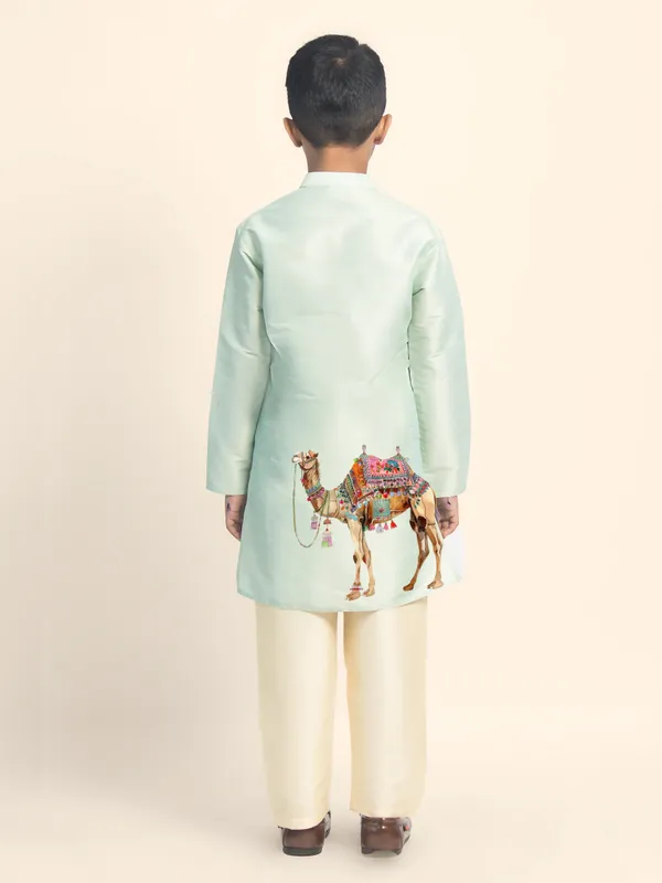 Green_Printed_Kurta_With_Pyjama_Set_For_Boy