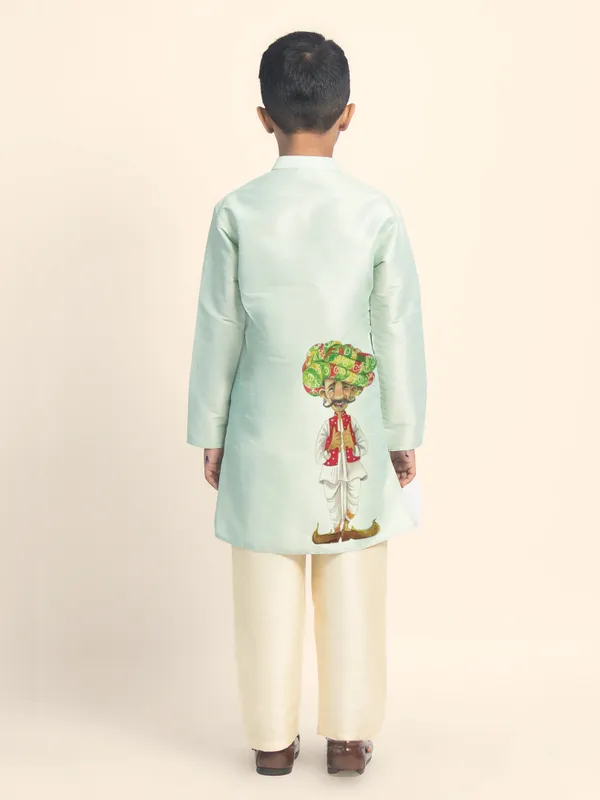 Green_Printed_Kurta_With_Pyjama_Set_For_Boy