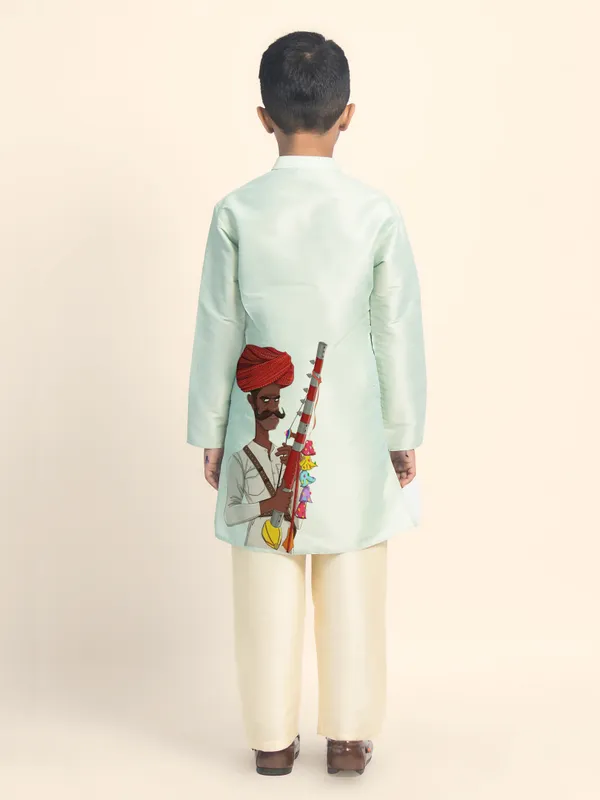 Green_Printed_Kurta_With_Pyjama_Set_For_Boy