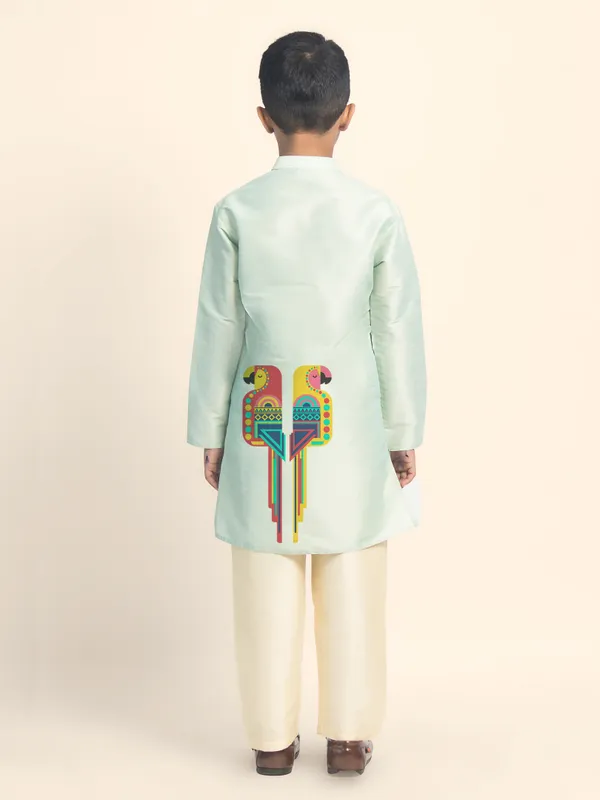 Green_Printed_Kurta_With_Pyjama_Set_For_Boy