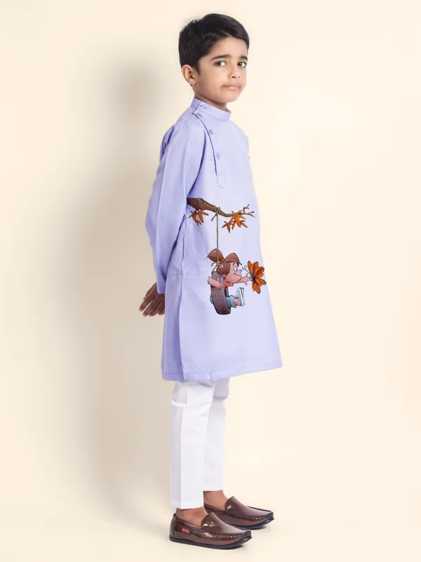 Purple_Printed_Kurta_With_Pyjama_For_Boy