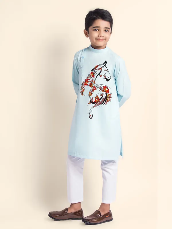 Blue_Printed_Kurta_With_Pyjama_Set_For_Boy