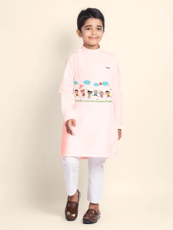 Pink_Cotton_Kurta_Pyjama_With_Print_For_Boy