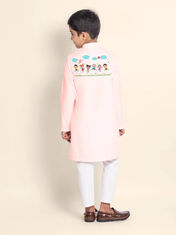 Pink_Cotton_Kurta_Pyjama_With_Print_For_Boy