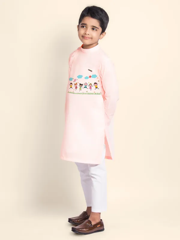 Pink_Cotton_Kurta_Pyjama_With_Print_For_Boy