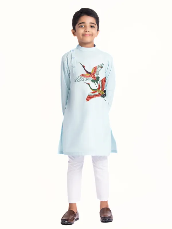Blue_Printed_Kurta_With_Pyjama_Set_For_Boy