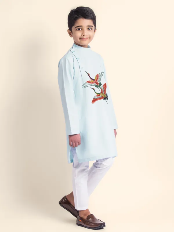 Blue_Printed_Kurta_With_Pyjama_Set_For_Boy