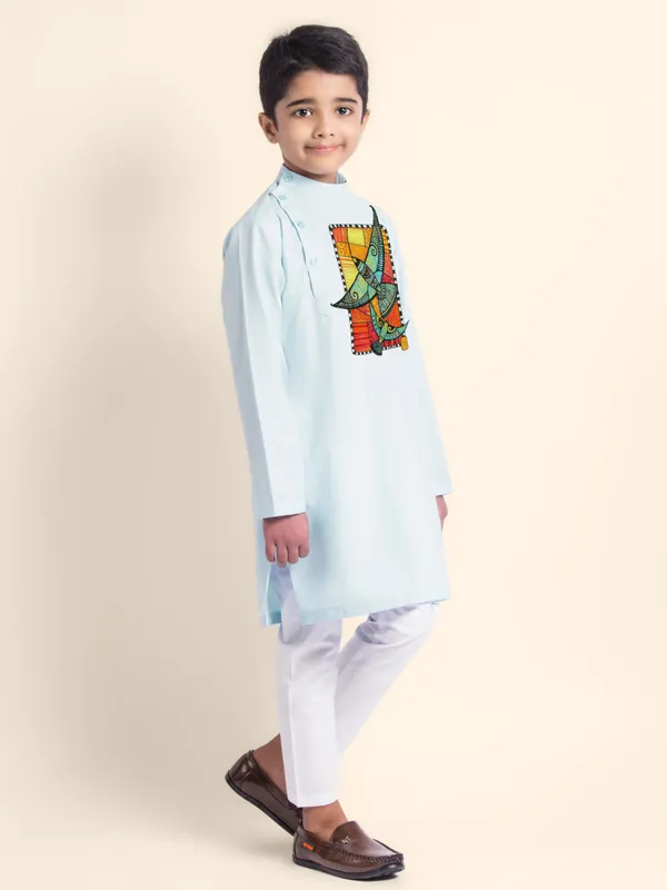 Blue_Printed_Kurta_With_Pyjama_Set_For_Boy