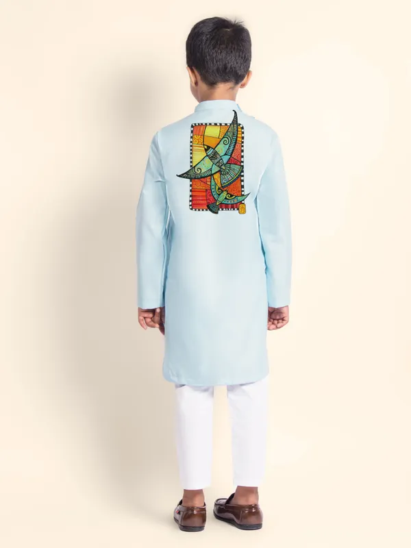 Blue_Printed_Kurta_With_Pyjama_Set_For_Boy