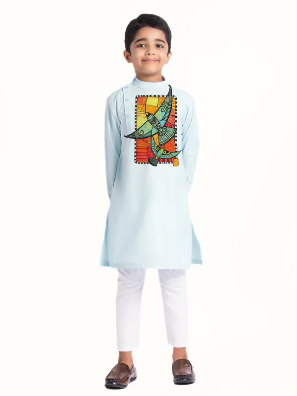 Blue_Printed_Kurta_With_Pyjama_Set_For_Boy
