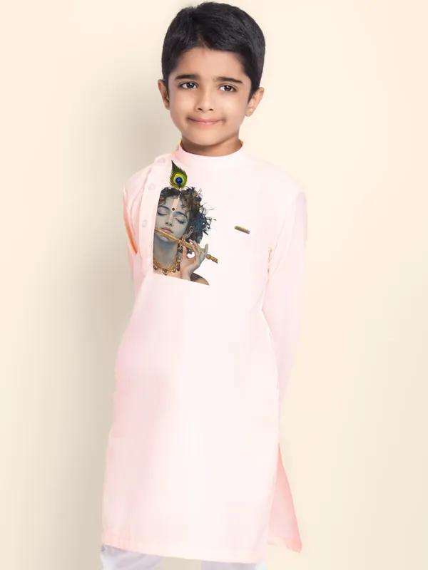 Pink_Cotton_Kurta_Pyjama_With_Lord_Krishna_Print_For_Boy