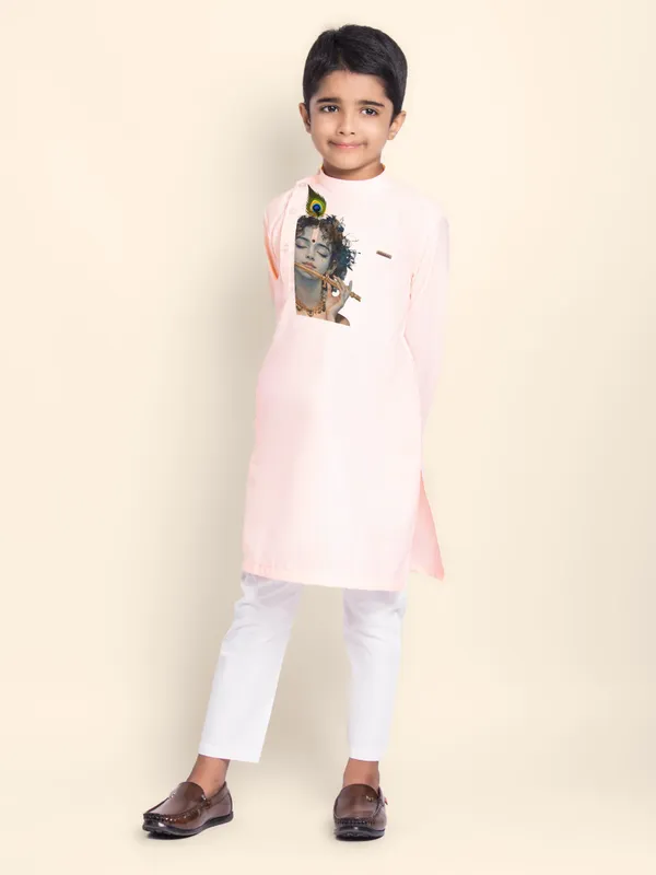 Pink_Cotton_Kurta_Pyjama_With_Lord_Krishna_Print_For_Boy